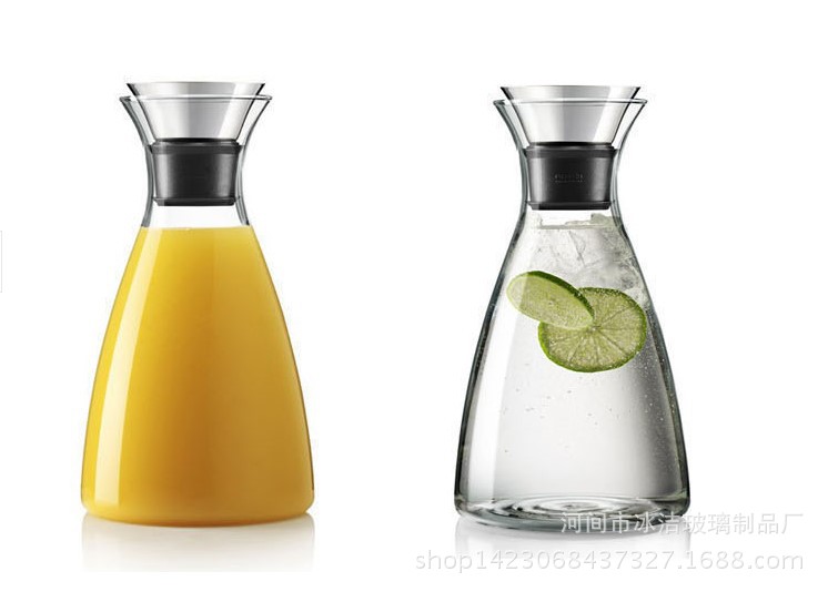 丹麦风格凉水壶冷水壶耐热玻璃大容量夏日果汁水瓶防侧漏1L图片