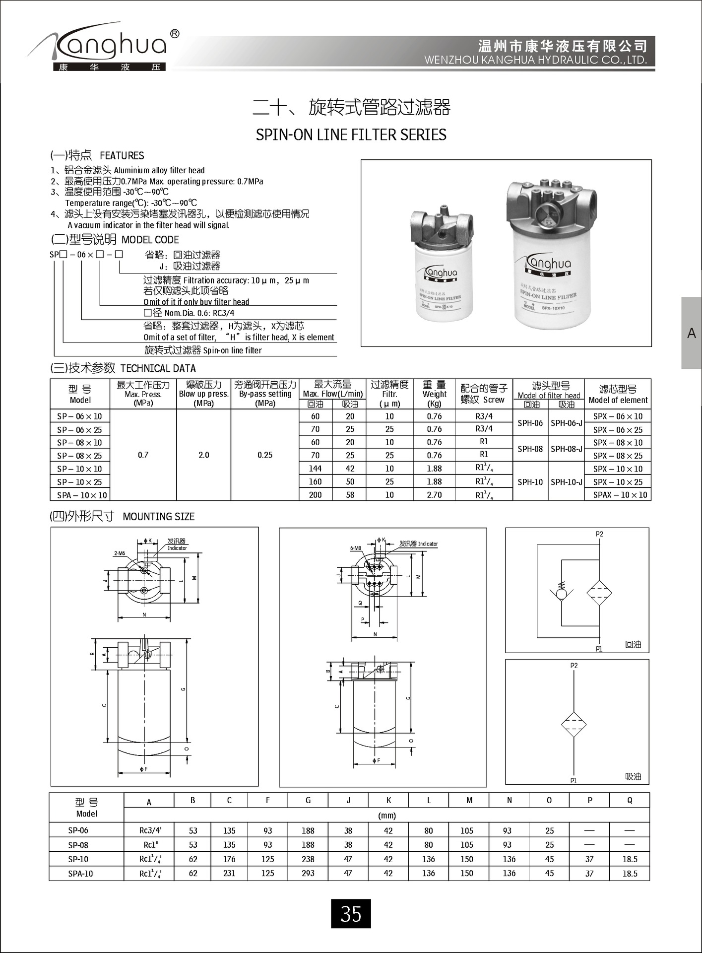 供应旋转式过滤器SP-10*10/25，替代黎明液压管路滤油器示例图1