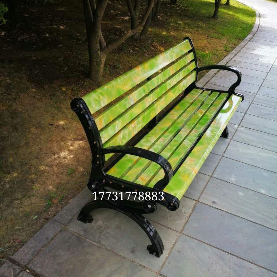 高档定制款石头纹塑木公园椅高端木塑休闲椅塑木园林椅木塑休息椅示例图5