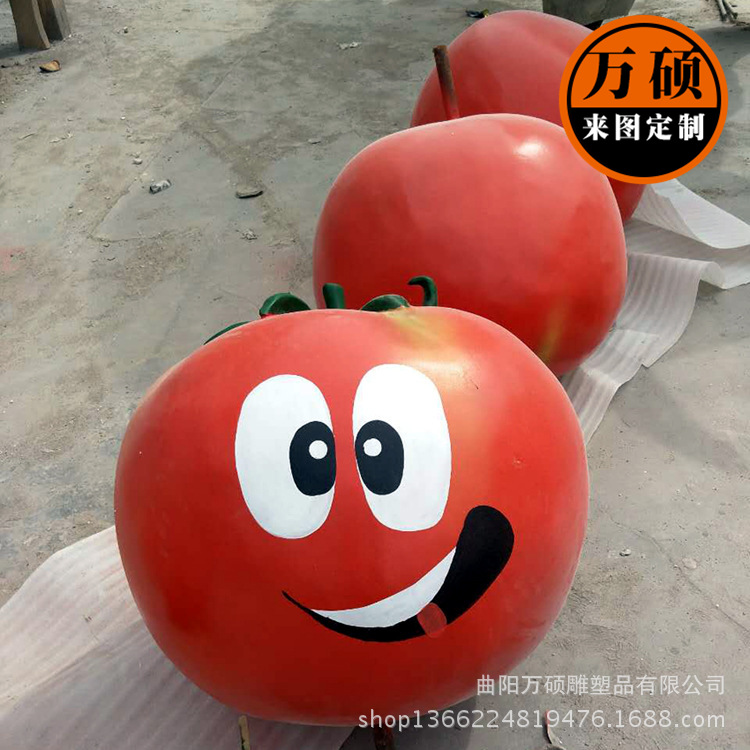 特价卡通西红柿玻璃钢雕塑 彩绘番茄动漫人雕塑 瓜果蔬菜主题雕塑示例图7