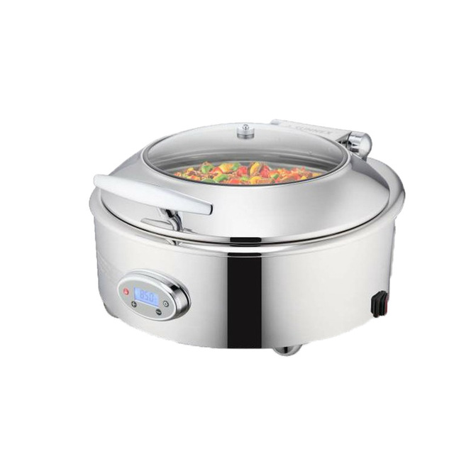 新力士不锈钢圆形可视电加热自助餐炉 布菲炉W36520