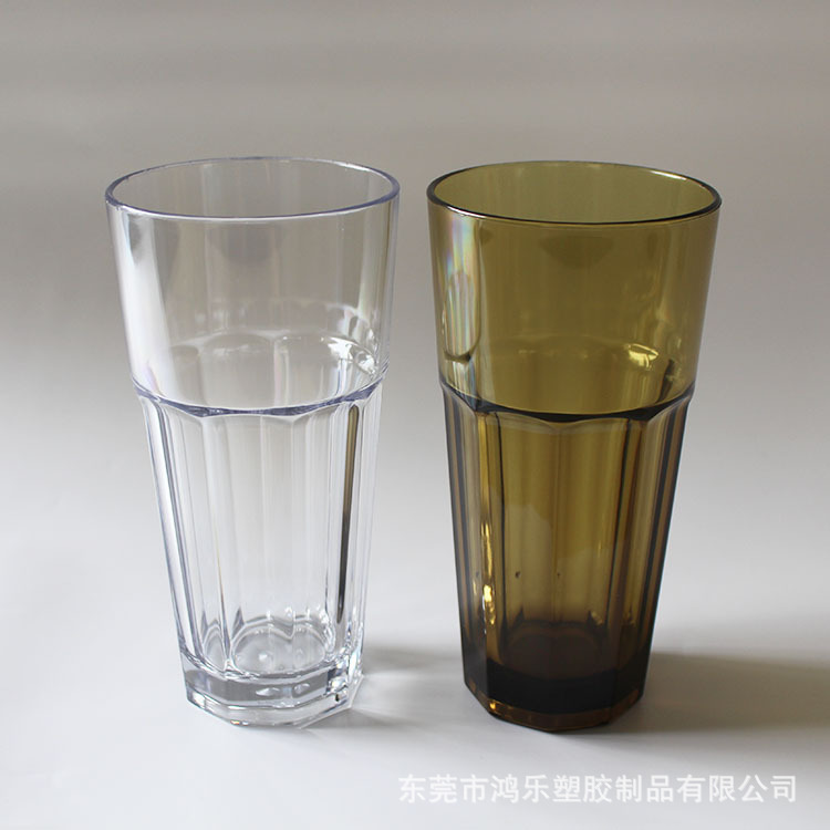 创意塑料八角酒杯厂家直销AS透明14oz塑料啤酒杯条纹塑料杯可印刷示例图1