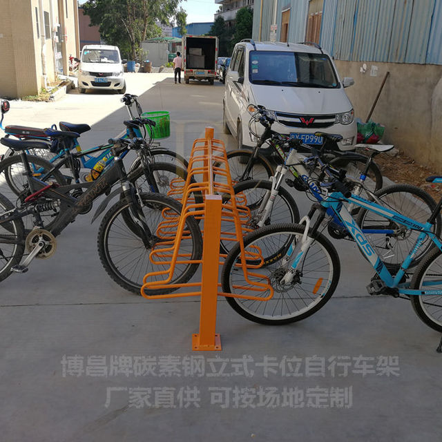 博昌非机动车停车架厂家供应共享单车自行车停车架卡位式双面摆放图片