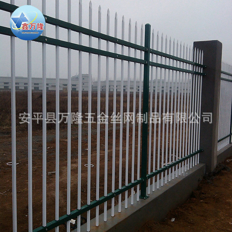 三横栏锌钢围墙护栏 锌钢栅栏 围墙护栏 铁艺围栏围墙示例图6