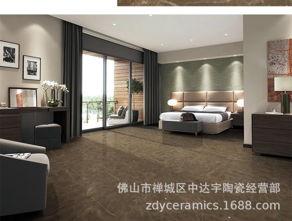 800x800mmZRT8903FS静雅棕柔光通体大理石酒店客厅卫生间地板瓷砖示例图12
