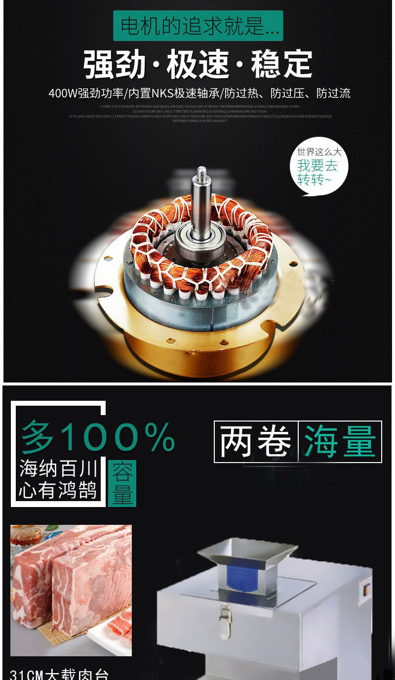 百成JZ台式切肉片机不锈钢商用电动切片机新款台式自动切肉块机示例图6