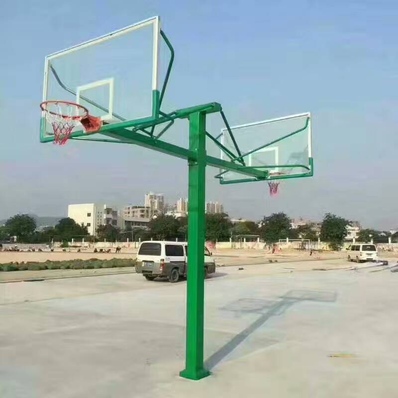 奉贤晶康牌配置钢化玻璃篮板方管固定式篮球架批发零售