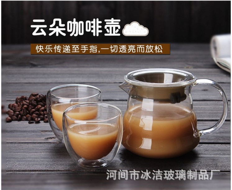 耐高温透明玻璃咖啡壶云朵壶手冲泡咖啡煮茶壶带把手新款壶示例图1
