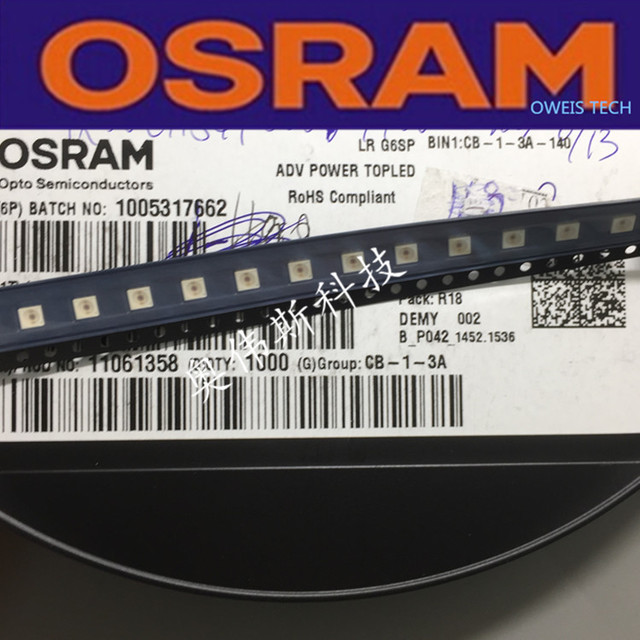 LRG6SP-CBEA-1-1-Z 原装OSRAM/欧司朗0.5W红光,3528/1210六脚汽车刹车灯