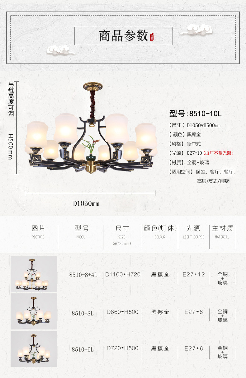 品牌厂家直销新中式吊灯中国风客厅餐厅卧室现代简约灯复古中式灯示例图9