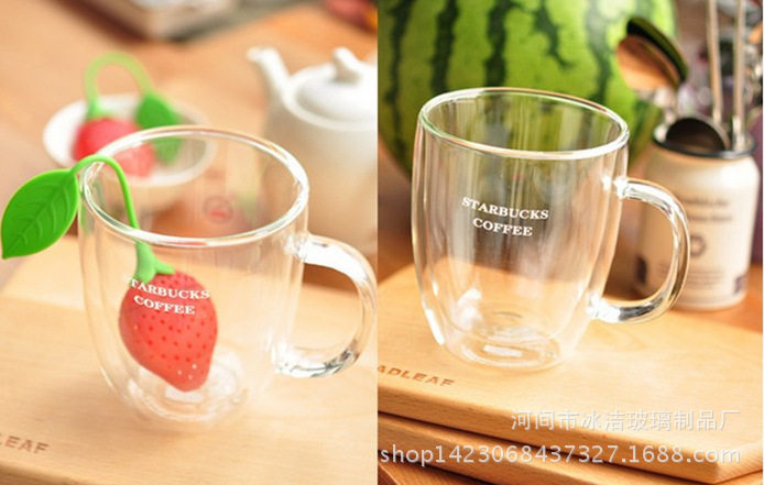 厂家 特价销售耐高温可加热双层玻璃杯双层星巴克马克杯 水杯示例图11