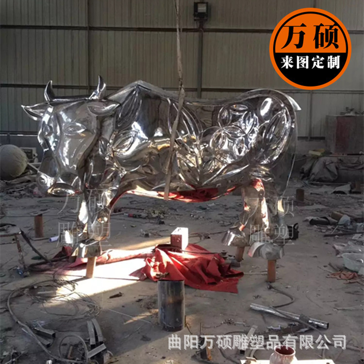 金属不锈钢镜面拉丝公牛蛮牛雕塑 201304不锈钢动物雕塑定制厂家示例图7
