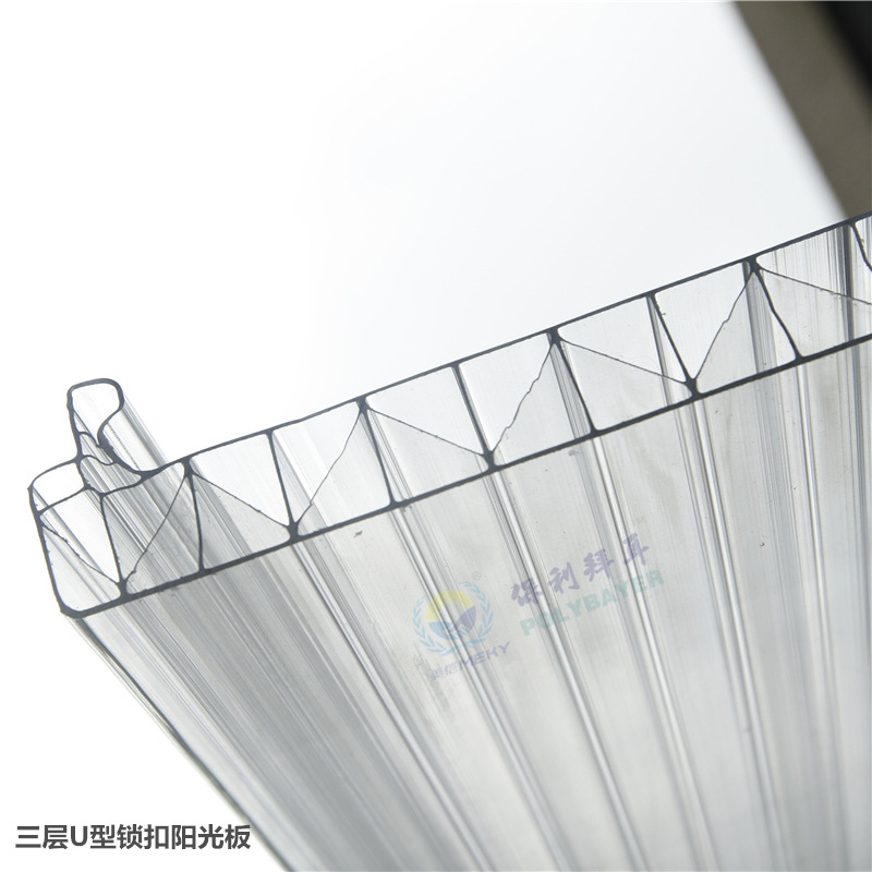 上海地区二层中空阳光板厂家透明10mm耐力板锁扣板车棚雨棚配件示例图93