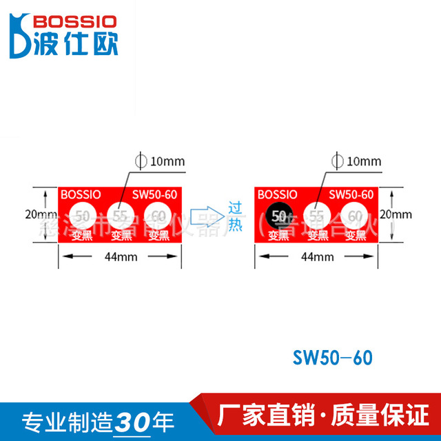 厂家直销 波仕欧SW50-60测温纸 变色示温贴片 温度试纸 感温贴纸 防水