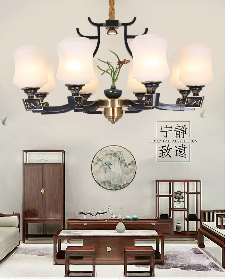 品牌厂家直销新中式吊灯中国风客厅餐厅卧室现代简约灯复古中式灯示例图1