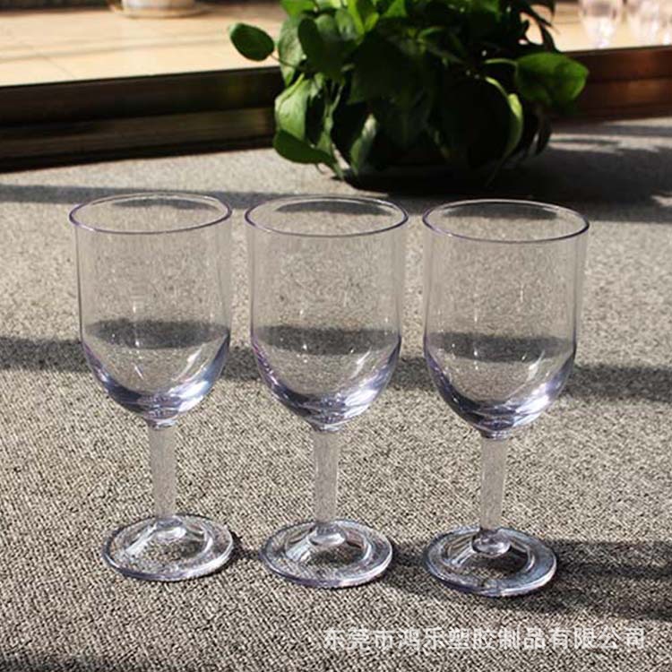 东莞AS食品级透明高脚塑料杯红酒葡萄酒杯仿真玻璃塑料杯厂家直销示例图3