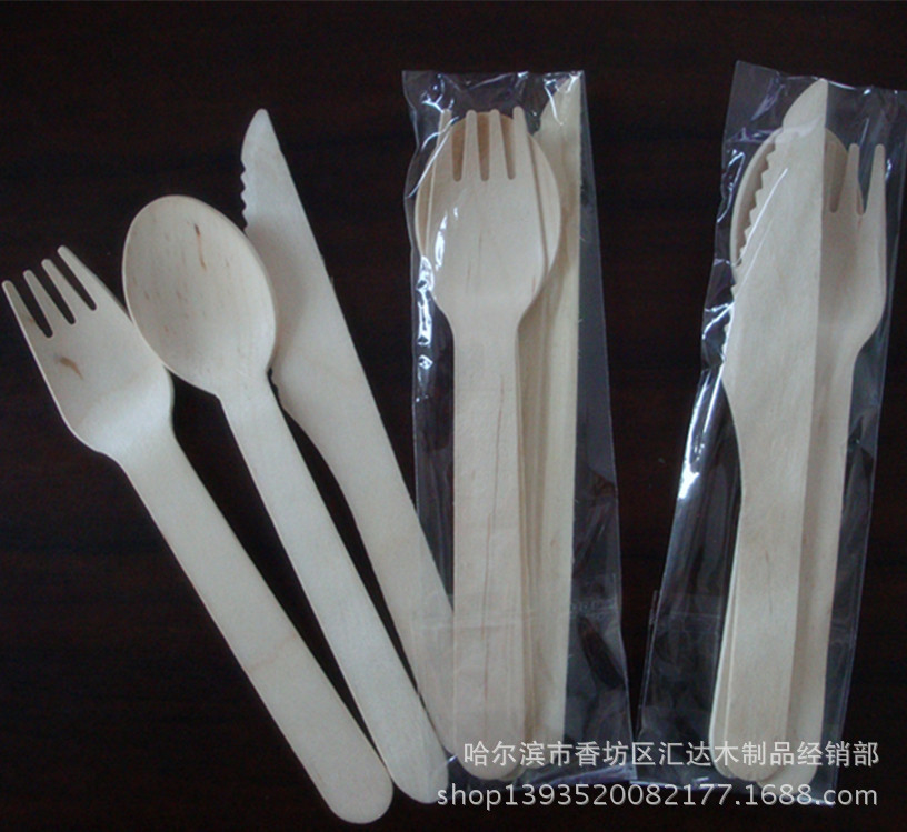 供应刀叉勺 套装烙印LOGO刀叉勺 木质刀叉勺  一次性木刀叉勺图片