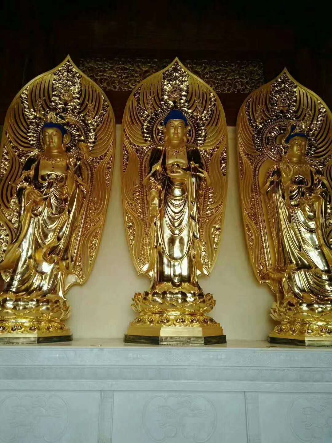 佛像 本厂专业铸造精品彩绘西方三圣佛像 铜雕西方三圣佛像 普度众生西方三圣菩萨