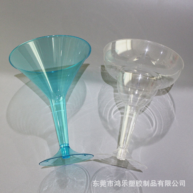 东莞鸿乐厂家定制一次性塑料高脚杯马天尼塑胶杯PS一次性彩色杯示例图9