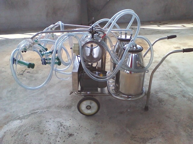 厂家直销无油真空泵奶山羊挤奶机，小型手推移动式挤奶机