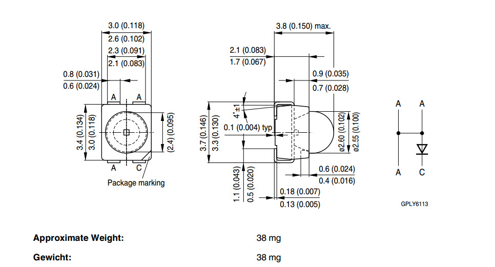 LA E65F OSRAM欧司朗3528球头备透镜 汽车刹车灯 红色红灯LED示例图1