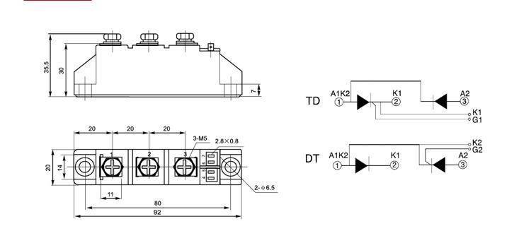 半控桥模块 MFC(TD)40A/1400V 低压无功补偿电容配件 MFC40A-14示例图24