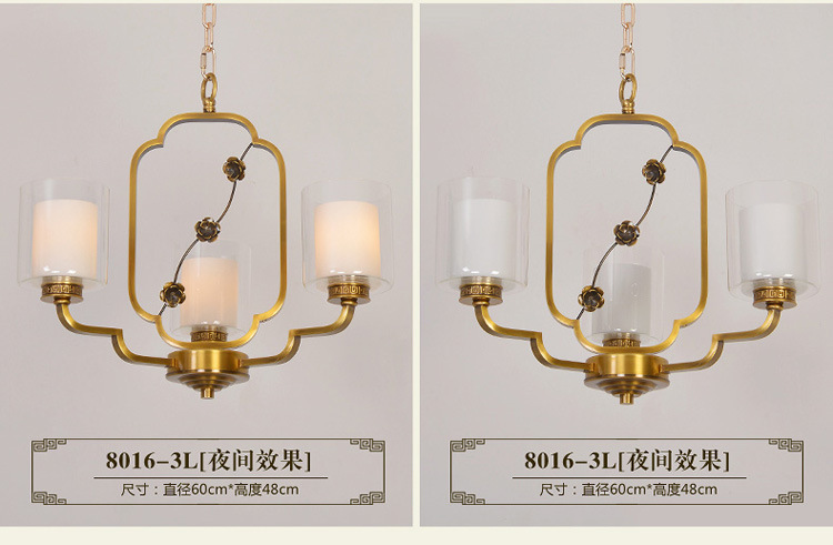 品牌厂家直销新中式全铜餐厅吊灯卧室创意仿古铜色中国风吸顶吊灯示例图20