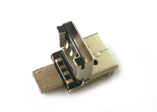 AM USB2.0翻盖式二合一公头 焊板OTG 带Micro USB
