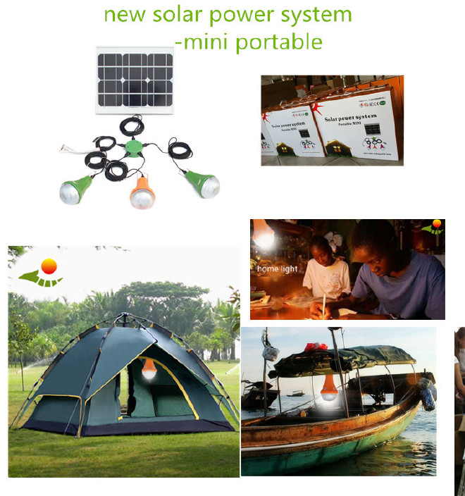 热销新款小型家用多功能太阳能发电系统便携试充电露营灯手提灯示例图1