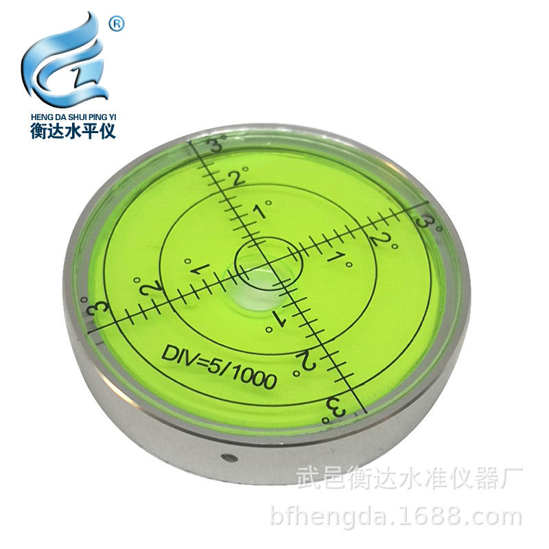 带刻度正圆型磁性水平器 定制高精度绿色水泡水平仪 圆饼形水平泡示例图11
