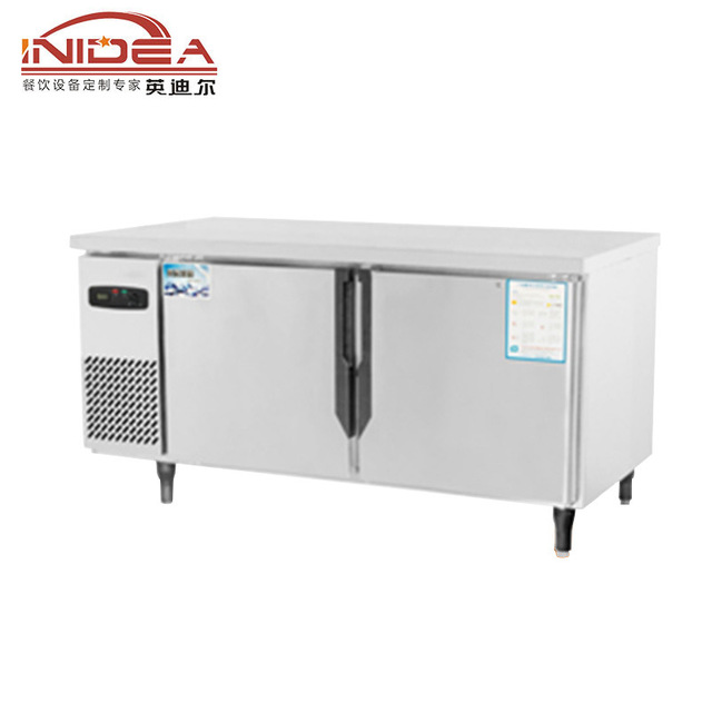 英迪尔商用不锈钢冰箱工作台，卧式汉堡厨房制冷设备1.8米平面操作工作台图片