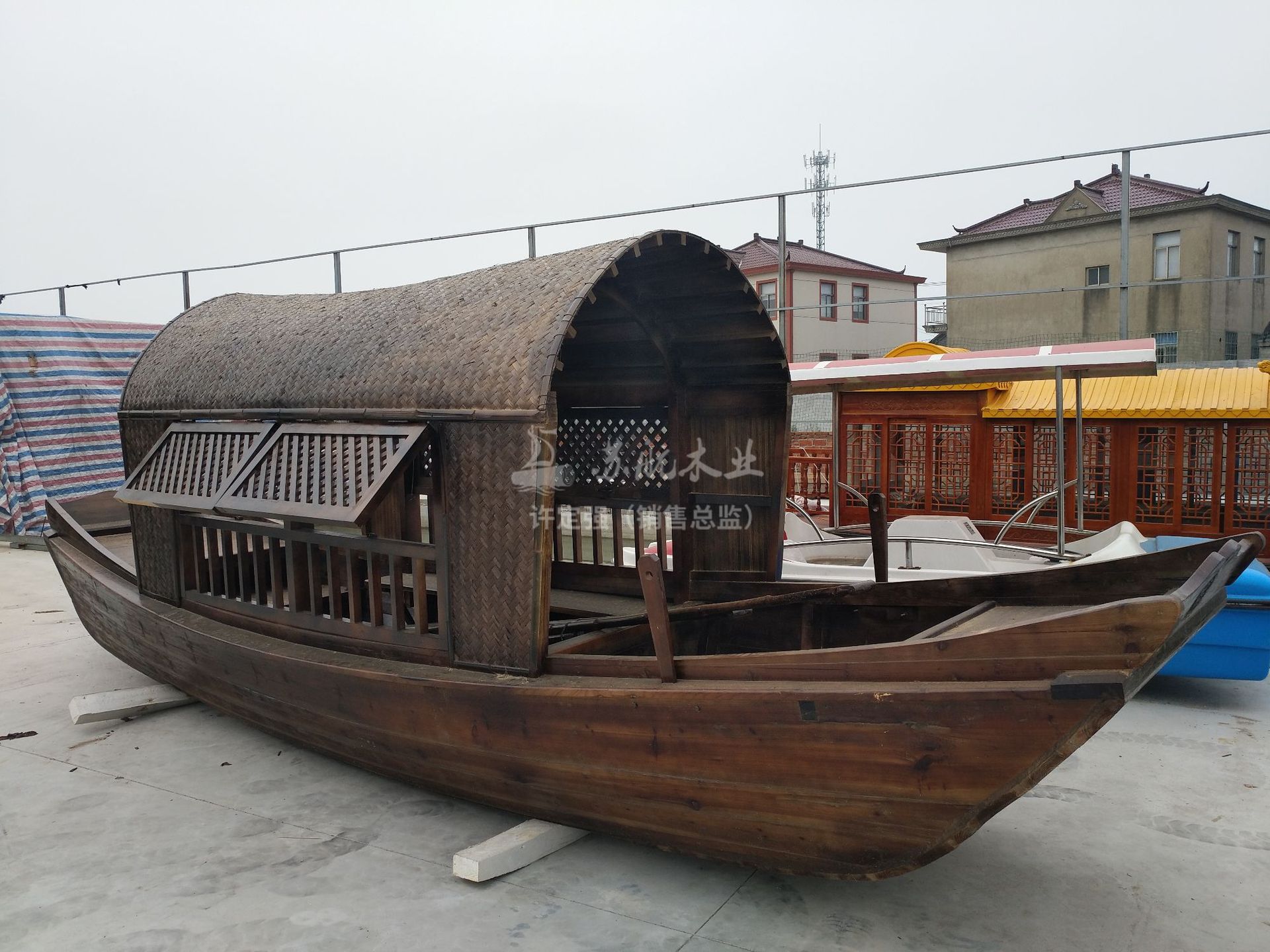 木船出售 定制6人仿古手划船休闲旅游乌篷游船 电动观光船示例图12