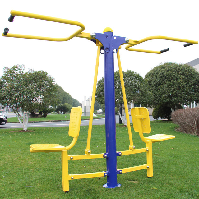 室外健身器材单人双人坐拉训练器公园小区健身路径户外健身坐推器图片