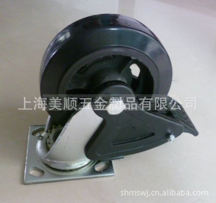 生产厂家直供重型6*2寸黑色橡胶导电防静电万向带刹车脚轮示例图2