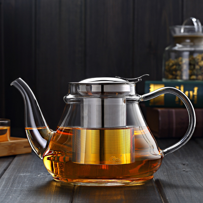 品一恒耐热玻璃茶壶大容量加厚耐高温不锈钢茶漏壶过滤内胆花茶壶