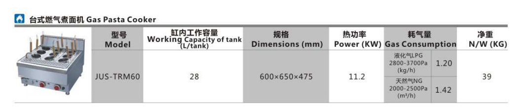 广州佳斯特/JUSTA台式燃气煮面机JUS-TRM60/电煮面机JUS-DM-3示例图2