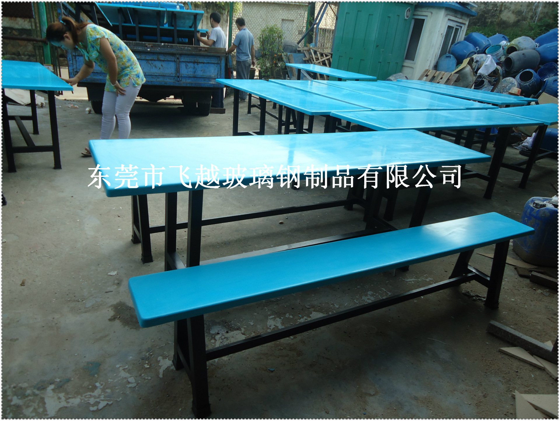 户外桌椅 玻璃钢公司工厂员工食堂餐桌椅组合可印广告示例图42
