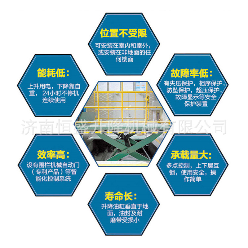 固定式升降平台 小型电动汽车液压剪叉装卸货梯 简易货物提升机示例图6