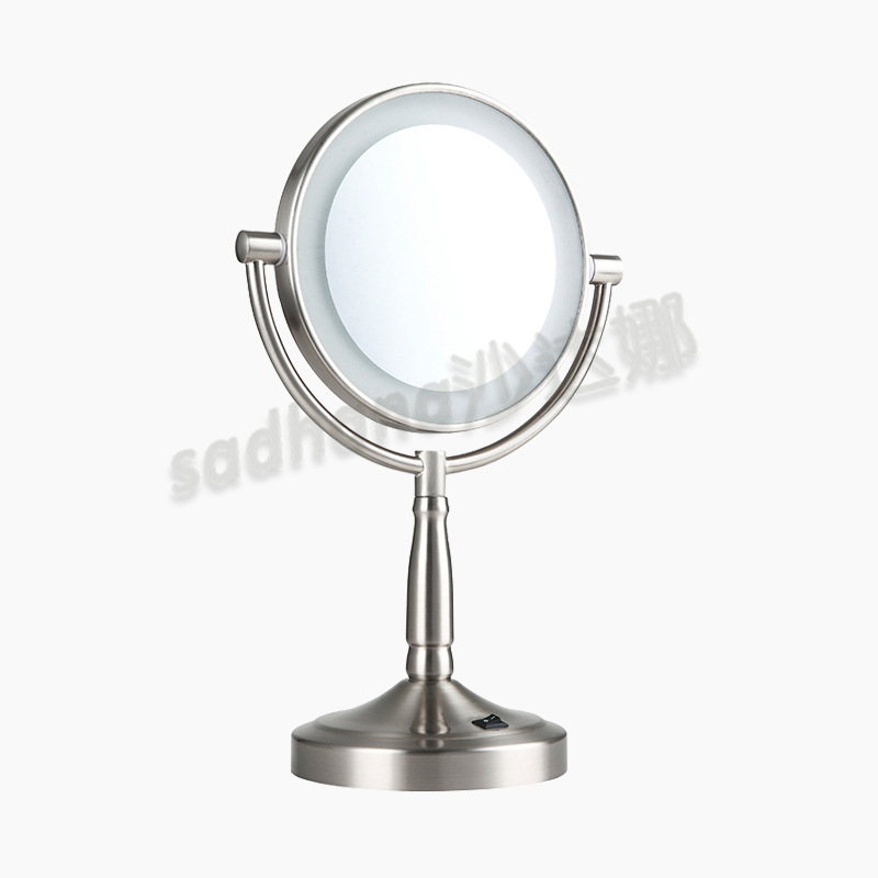 台式双面镜 台式化妆镜 led化妆镜 带灯放大化妆镜 网红镜 创意示例图1