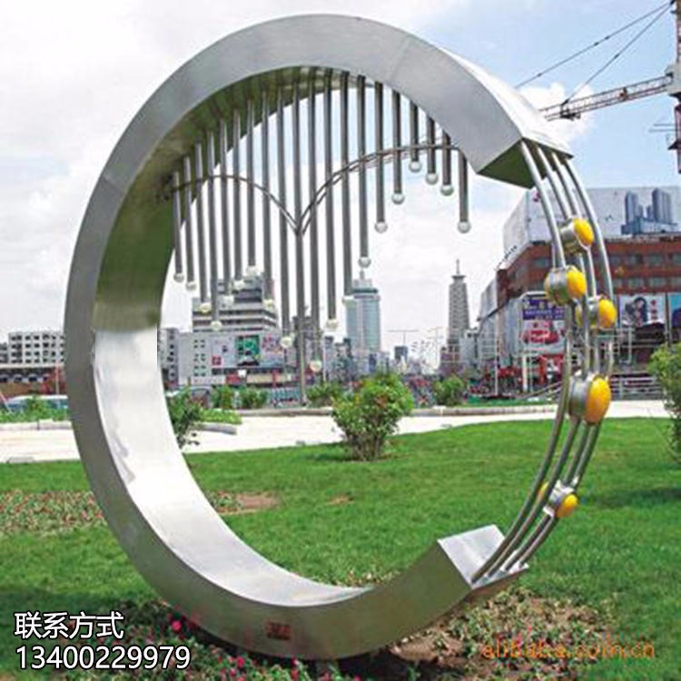 不锈钢雕塑 圆环摆件 月牙雕塑 室外城市雕塑摆件 怪工匠