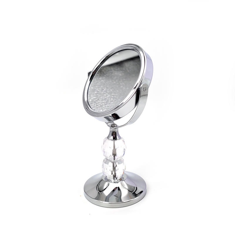 水晶亚克力珠小台镜厂家定做迷你3寸小台镜桌面台式镜子圆形双面金属台镜