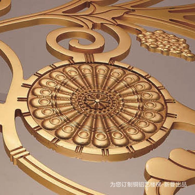 安庆雕刻铜楼梯表面镶花 纯铜打磨精致的艺术品