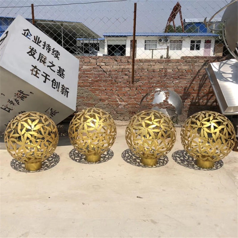 镂空球雕塑 不锈钢圆球 金属发光球雕塑 艺术造型球