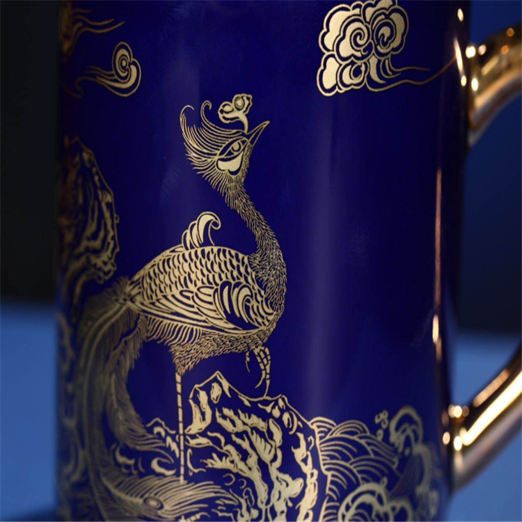 景德镇陶瓷办公杯 好看陶瓷茶杯办公杯 亮丽陶瓷