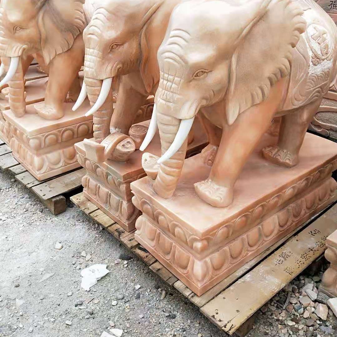 青石石雕大象 镇宅动物石雕大象 富祥 寺庙六牙石雕大象 园林景观大象