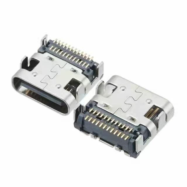 TYPE C 24PIN母座 四脚90度插件式 板上型USB3.1插座
