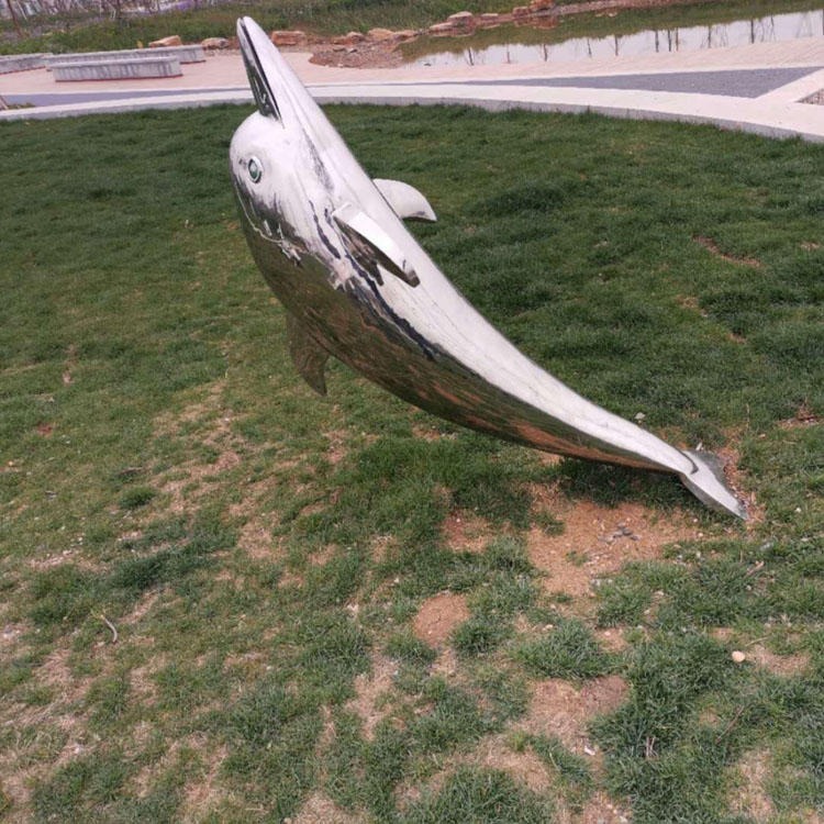 不锈钢海豚雕塑 金属海豚雕塑 镜面海豚雕塑 广场海豚雕塑摆件 佰盛