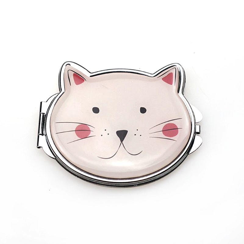 商务礼品折叠金属镜通过ISO认证厂家定制猫猫镜子可爱卡通镜便携随身化妆镜
