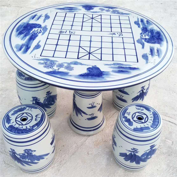 庭院休闲桌椅青花瓷 订做青花陶瓷桌子 桌凳子陶瓷批发 亮丽陶瓷