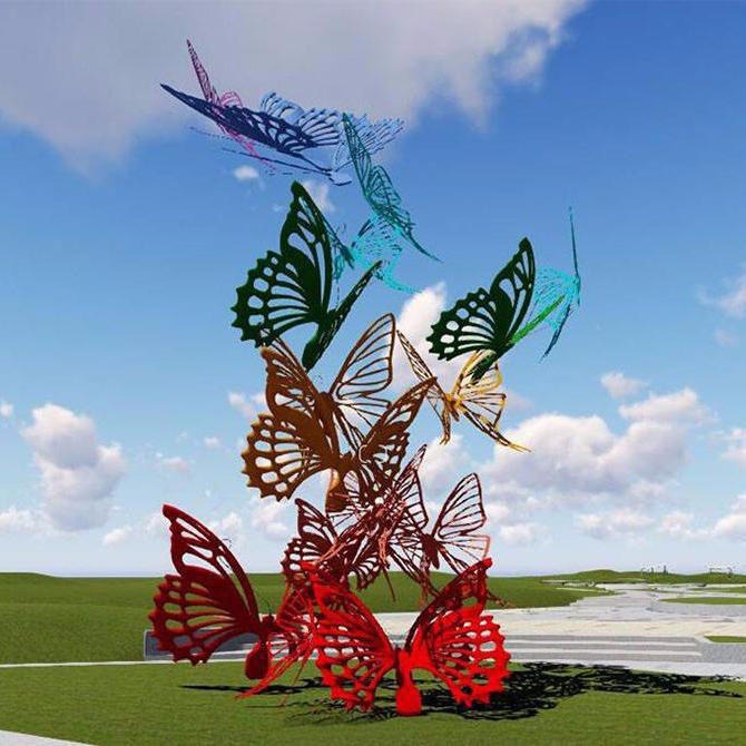 佰盛 佛山玻璃钢昆虫雕塑 七彩蝴蝶雕塑 玻璃钢蝴蝶雕塑模型